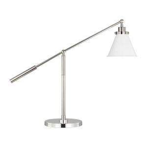 Visual Comfort Studio Wellfleet Table Lamp in Matte White And Polished Nickel by Chapman & Myers