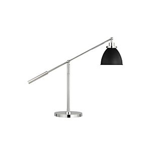 Wellfleet 1-Light Desk Lamp in Midnight Black with Polished Nickel