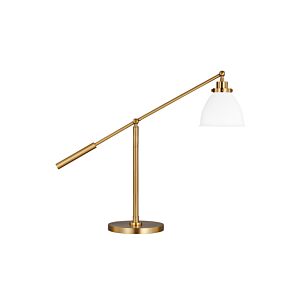 Wellfleet 1-Light Desk Lamp in Matte White with Burnished Brass