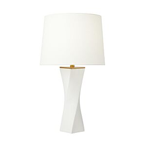 Lagos 1-Light Table Lamp in White Leather