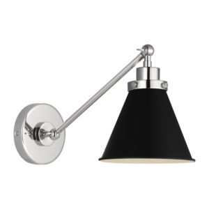 Visual Comfort Studio Wellfleet Wall Sconce in Midnight Black And Polished Nickel by Chapman & Myers