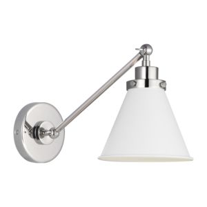 Visual Comfort Studio Wellfleet Wall Sconce in Matte White And Polished Nickel by Chapman & Myers
