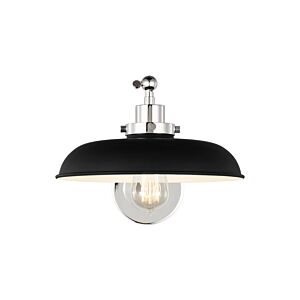 Wellfleet 1-Light Wall Sconce in Midnight Black with Polished Nickel