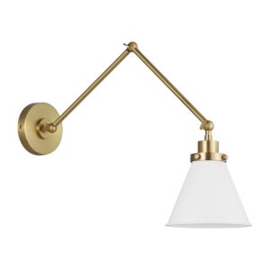 Wellfleet Wall Sconce in Matte White And Burnished Brass by Chapman & Myers