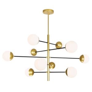 CWI Compass 10 Light Chandelier With Medallion Gold Finish