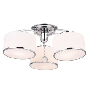 CWI Frosted 3 Light Drum Shade Flush Mount With Chrome Finish