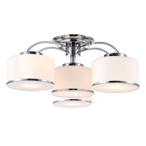 CWI Frosted 4 Light Drum Shade Flush Mount With Chrome Finish