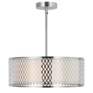 CWI Mikayla 3 Light Drum Shade Chandelier With Satin Nickel Finish