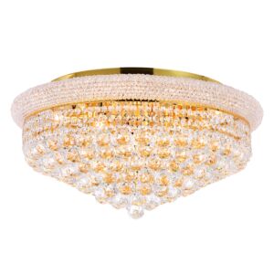 CWI Empire 13 Light Flush Mount With Gold Finish
