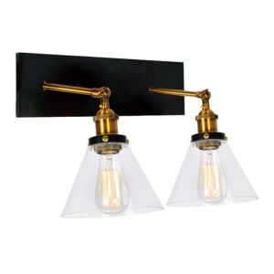 CWI Eustis 2 Light Wall Sconce With Black & Gold Brass Finish