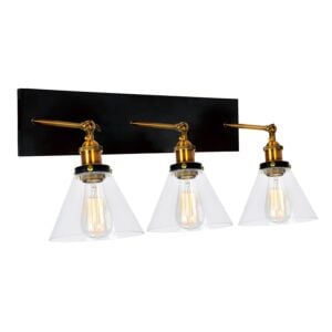 CWI Eustis 3 Light Wall Sconce With Black & Gold Brass Finish