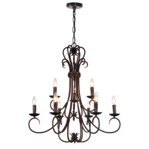 CWI Maddy 9 Light Up Chandelier With Oil Rubbed Brown Finish
