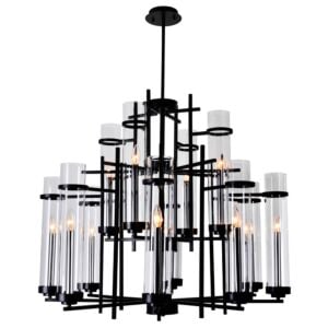 CWI Sierra 12 Light Up Chandelier With Black Finish