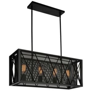 CWI Tapedia 4 Light Up Chandelier With Black Finish