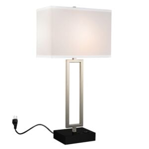 CWI Torren 1 Light Table Lamp With Satin Nickel Finish