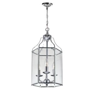 CWI Maury 3 Light Up Chandelier With Chrome Finish