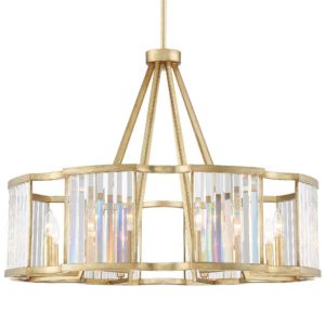 Crystorama Darcy 8 Light 33 Inch Pendant Light in Distressed Twilight with Clear Hand Cut Crystals