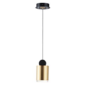 Nob 1-Light LED Pendant in Black with Gold