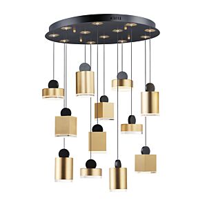 Nob 1-Light LED Pendant in Black with Gold