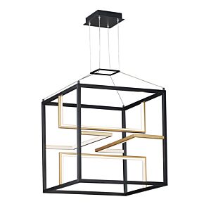 Chamber 4-Light LED Pendant in Black with Gold
