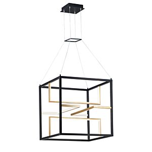 Chamber 4-Light LED Pendant in Black with Gold