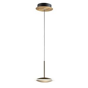 Saucer 1-Light LED Mini Pendant in Black with Gold