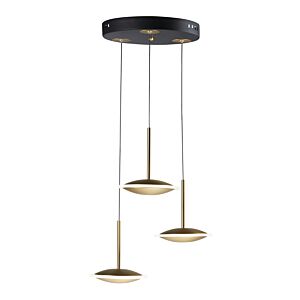 Saucer 3-Light LED Pendant in Black with Gold