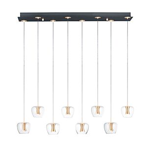 Newton 8-Light LED Pendant in Black with Gold