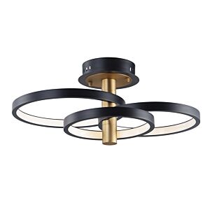 Hoopla 1-Light LED Semi-Flush Mount in Black with Gold