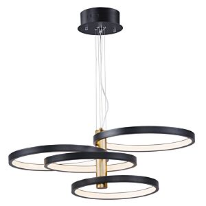 Hoopla 1-Light LED Pendant in Black with Gold