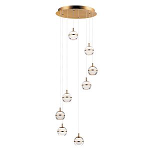 Swank 8-Light LED Pendant in Natural Aged Brass