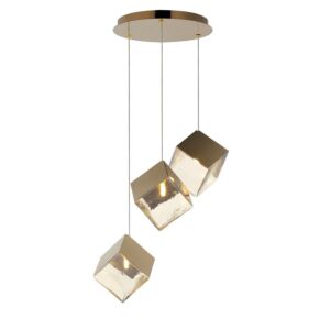 Ice Cube 3-Light LED Pendant in French Gold