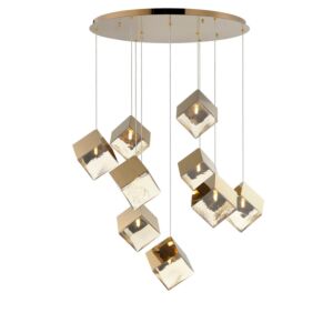 Ice Cube 9-Light LED Pendant in French Gold
