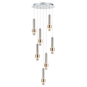 Reveal 7-Light LED Pendant in Satin Nickel with Satin Brass