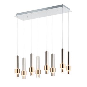 Reveal 8-Light LED Pendant in Satin Nickel with Satin Brass