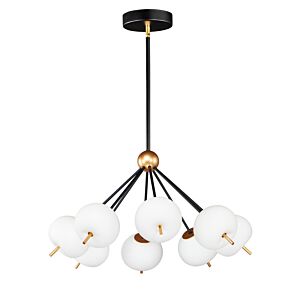 Quest 8-Light LED Pendant in Black with Gold