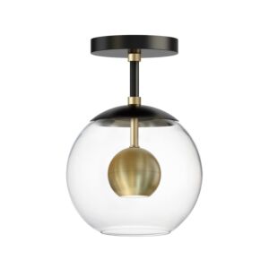 Nucleus 1-Light LED Flush Mount in Black with Natural Aged Brass