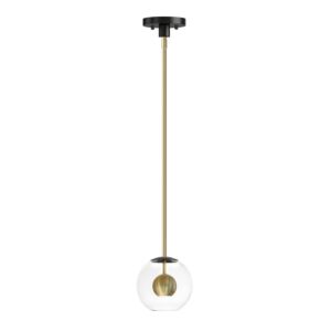 Nucleus 1-Light LED Pendant in Black with Natural Aged Brass