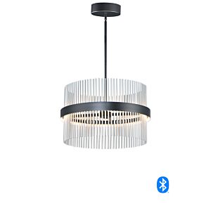 Chimes WiZ 2-Light LED Pendant in Black with Satin Nickel