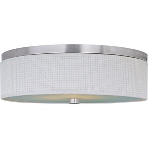 ET2 Elements 3 Light Drum Ceiling Light in Satin Nickel with a White Weave Shade