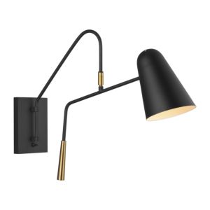 Visual Comfort Studio Simon Wall Sconce in Midnight Black And Burnished Brass by Ellen Degeneres