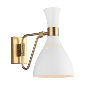 Visual Comfort Studio Joan Wall Sconce in Matte White And Burnished Brass by Ellen Degeneres