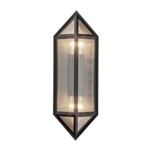 Cairo 2-Light Outdoor Wall Lantern in Textured Black with Clear Ribbed Glass