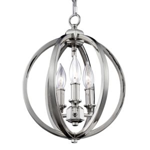 Feiss Corinne 11.25 Inch 3 Light Pendant in Polished Nickel
