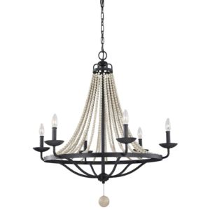 Feiss Nori Large Beaded Chandelier in Driftwood Grey