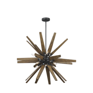 Feiss Thorne 8 Light Chandelier in Dark Weathered Zinc And Weathered Oak