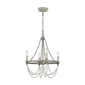 Beverly 4 Light Chandelier in French Washed Oak And Distressed White Wood by Sean Lavin