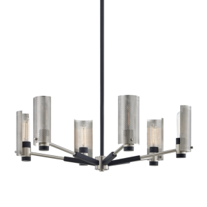 Troy Pilsen 6 Light 15 Inch Pendant Light in Carb Black with Satin Nickel Accents