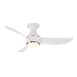 Modern Forms Corona 44" Flush Mount Ceiling Fan in Matte White with Brushed Nickel Trim
