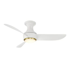 Modern Forms Corona 44" Flush Mount Ceiling Fan in Matte White with Soft Brass Trim